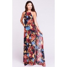 Show Me Your Mumu Bronte Maxi Dress Bloom Bloom S Dark Floral High Neck