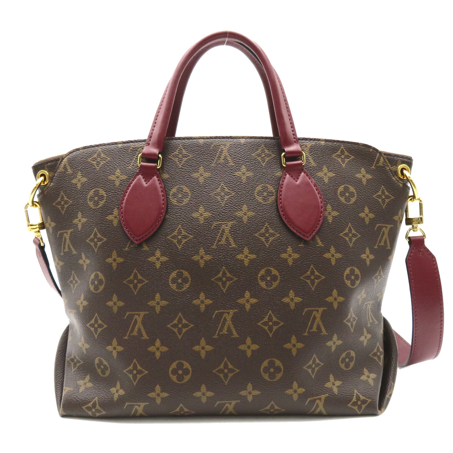 LOUIS VUITTON GHW Flower Zipped Tote MM Shoulder Bag M44348  