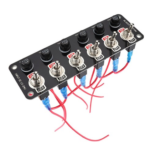 6 Gang On-Off Toggle Switch Panel Circuit Breaker 12/24V with 10A Fuse Car Boat - Picture 4 of 12