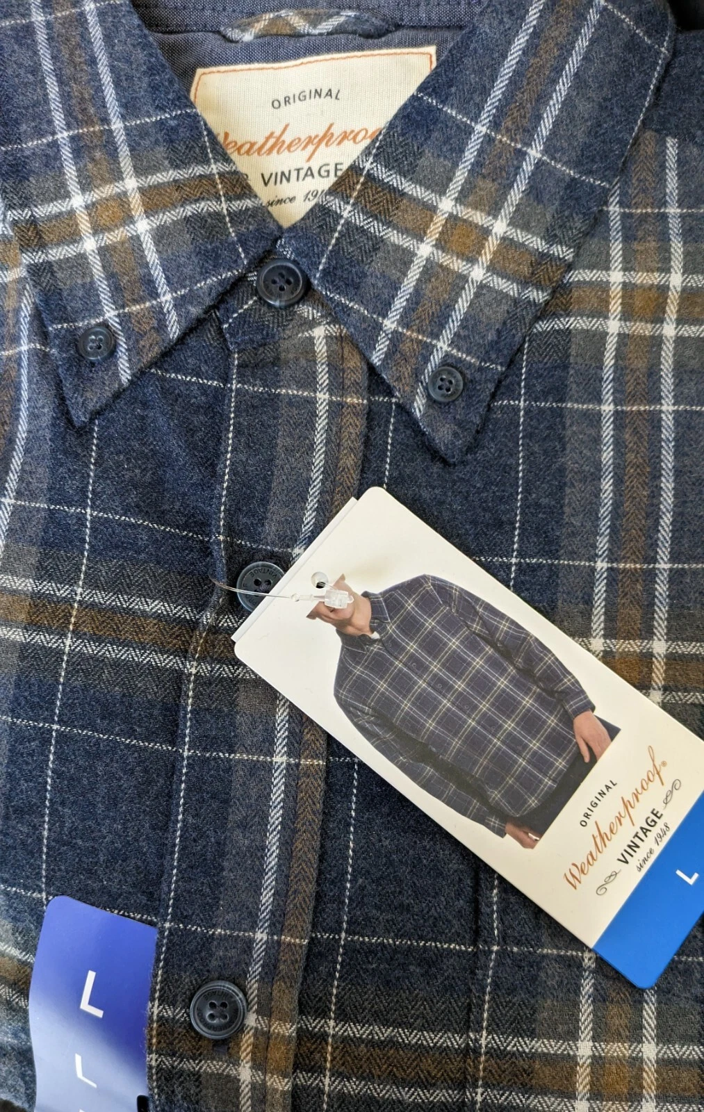 Mens Weatherproof VintageE Flannel Shirt - Blue Check - Long Sleeve Large BNWT
Opens in a new window