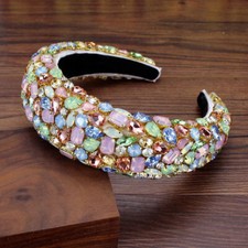 Baroque Hair Jewelry Bohemian Padded Crystal Crown Headbands Tiara Hairbands