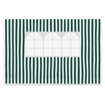 2 Seitenteile mit Fenster für Pavillon Seitenwände grün weiß PE 100 g/m² Plane