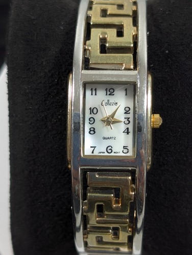 Reloj Collezio Collezio Womans White Dial Two Tone Greek Key Chain Hinge Clamp Watch 6 ...