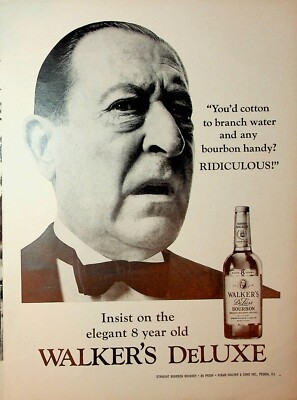 Original Vintage Walker's Deluxe Bourbon Whiskey Advertisement - 1950s