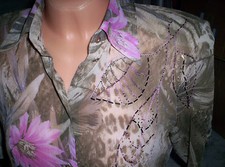 Transparente "Gerry Weber" Bluse, braun-rosa-gemustert, neuw. Gr. 40