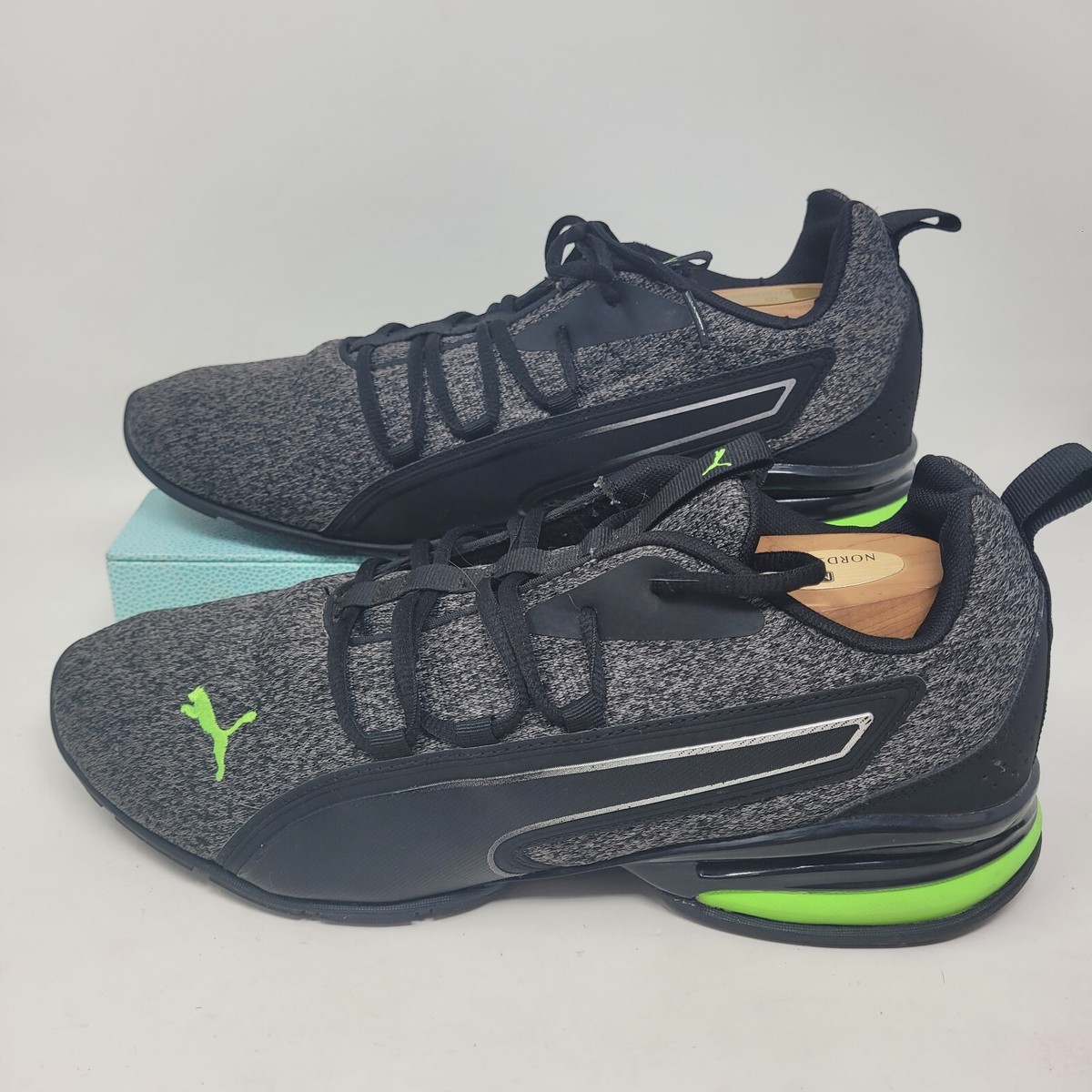 Puma Axelion Nxt Knit Low Mens Sz 11 Running Shoes Gray Green