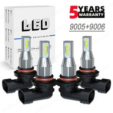 9005 9006 LED Headlights Kit Combo Bulbs HIGH LOW BEAM Super White Bright 4-Pack