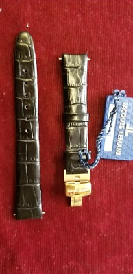 Jacques Lemans Genuine  Leather Watch Strap 15 MM/ BLACK SEMI CURVED ENDS /BUT/C