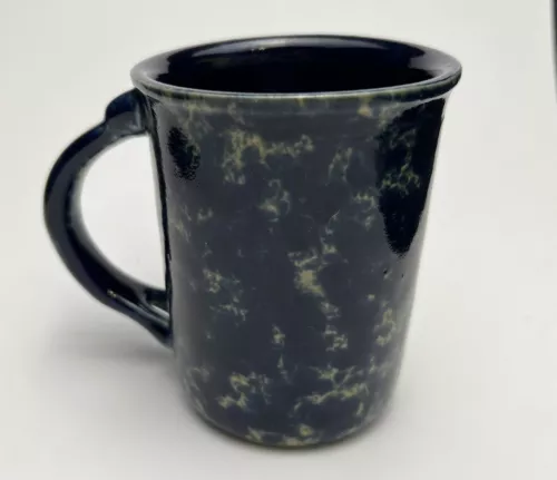 Vintage Bennington Pottery Navy Blue Spongeware Coffee Mug Cup