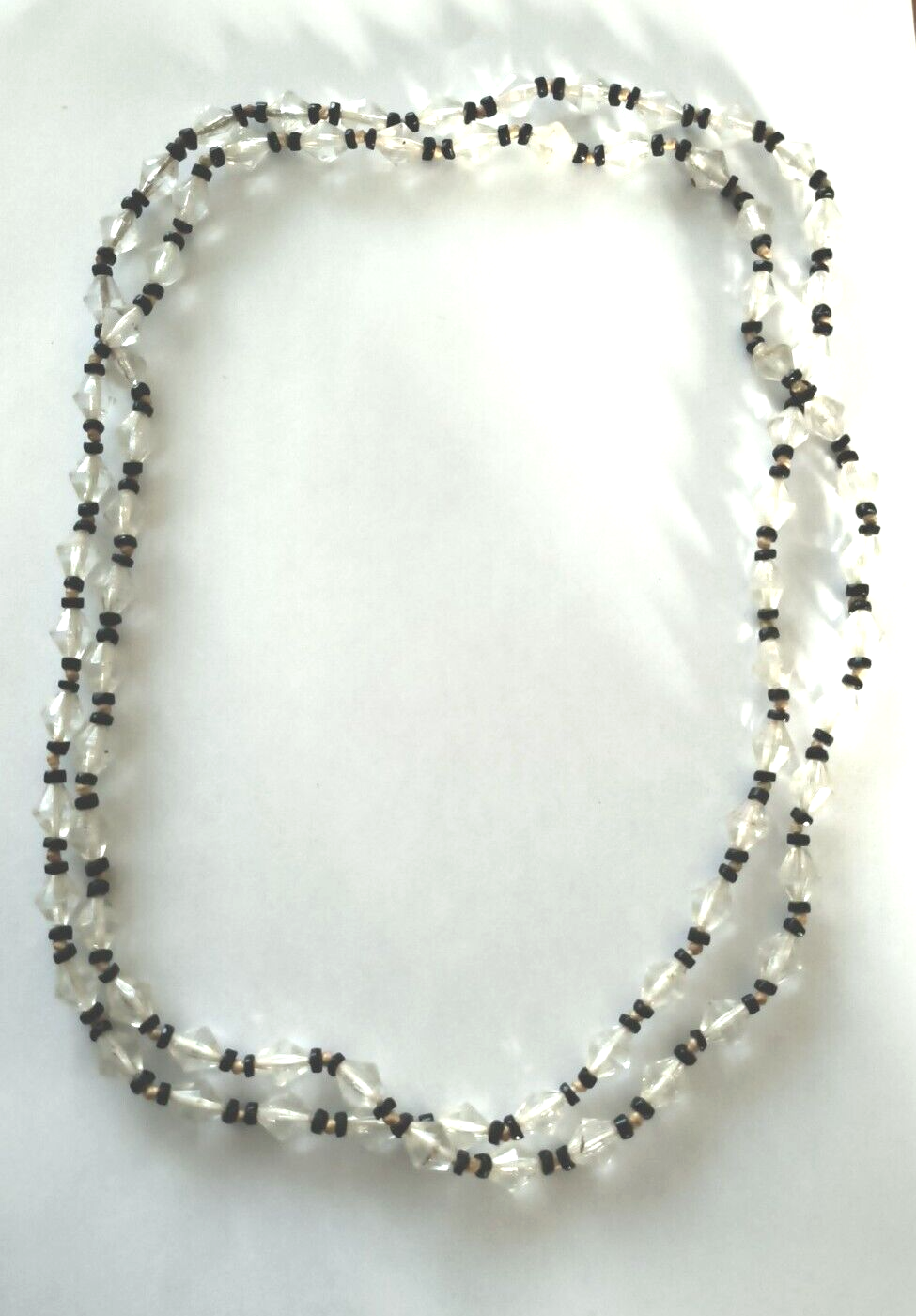 Art Deco Geometric Long Glass bead necklace eBay