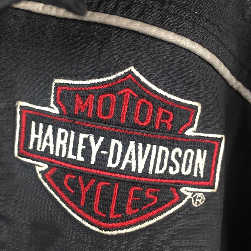 Chaqueta Harley Davidson Mujer Pequeña Negra Cortavientos Moto Motociclista Cremallera Completa Nylon Foto 3 de 4