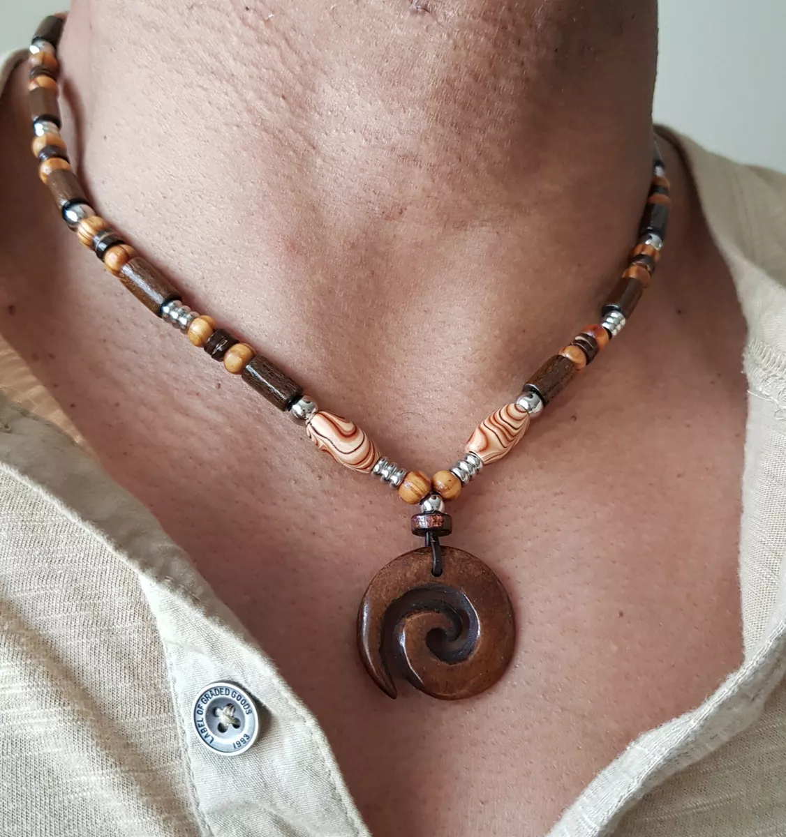 Cheap Handmade Men Jewelry Horn Nepal Mala Long Necklace Wood Beads  Necklace Pendant | Joom