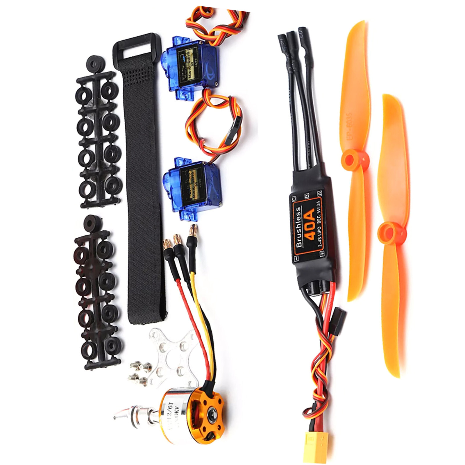 2200KV Brushless Motor Kit with 40A ESC 6035 Propeller and 9G Micro Servo for RC Planes  
