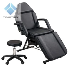 Adjustable Massage Chair w Stool Beauty Salon Bed for Facial Tattoo Barber Spa