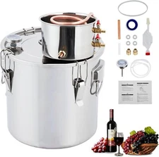 Alcohol Still 3Gal/12L Alcohol Distiller Distillery w/ Copper Tube Brewing DIY