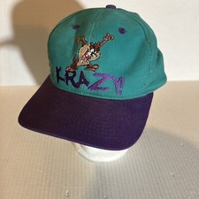 Vtg 1996 Taz Looney Tunes Tasmanian Devil Snapback Hat Cap Green Purple KRAZY 