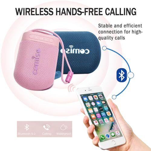 IPX7 Waterproof Bluetooth Speakers, Portable Wireless Speakers with Rose Gold - Picture 6 of 6