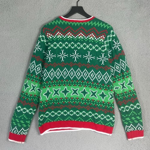 Holiday Time Ugly Christmas Sweater Cow Antlers Green M (38-40) Festive Acrylic - Picture 8 of 8