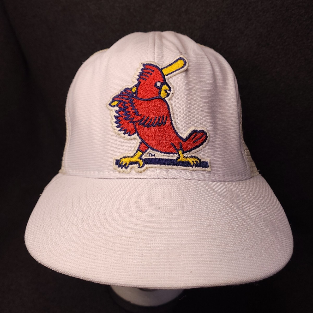 Vtg 80s St.Louis Cardinals White Snapback Patch Bird Bat