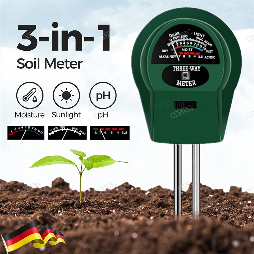 BMUT 3in1 Bodentester - Misst Feuchtigkeit, PH-Wert Und Licht Für Pflanzen