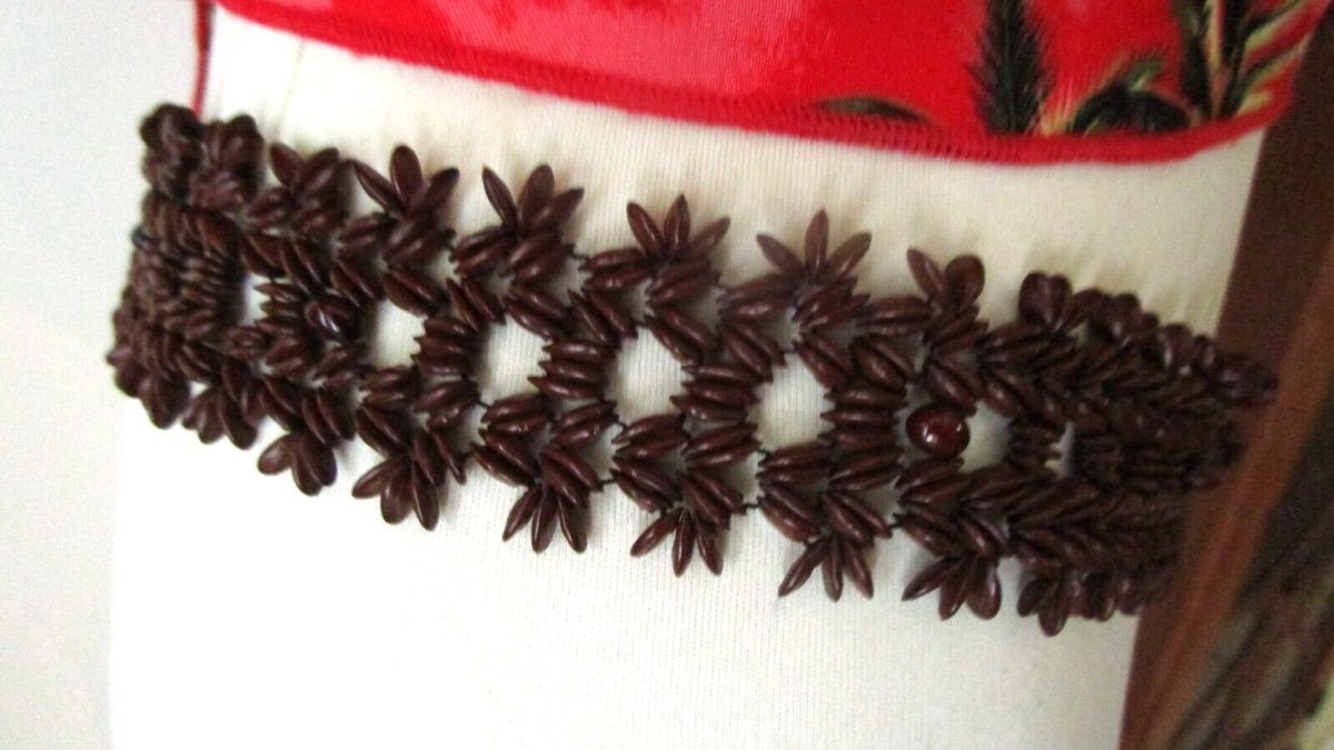 RARE* VINTAGE HAWAIIAN KOA SEED ~BELT w/SNAP CLOSURE~ + 3  display picture 2