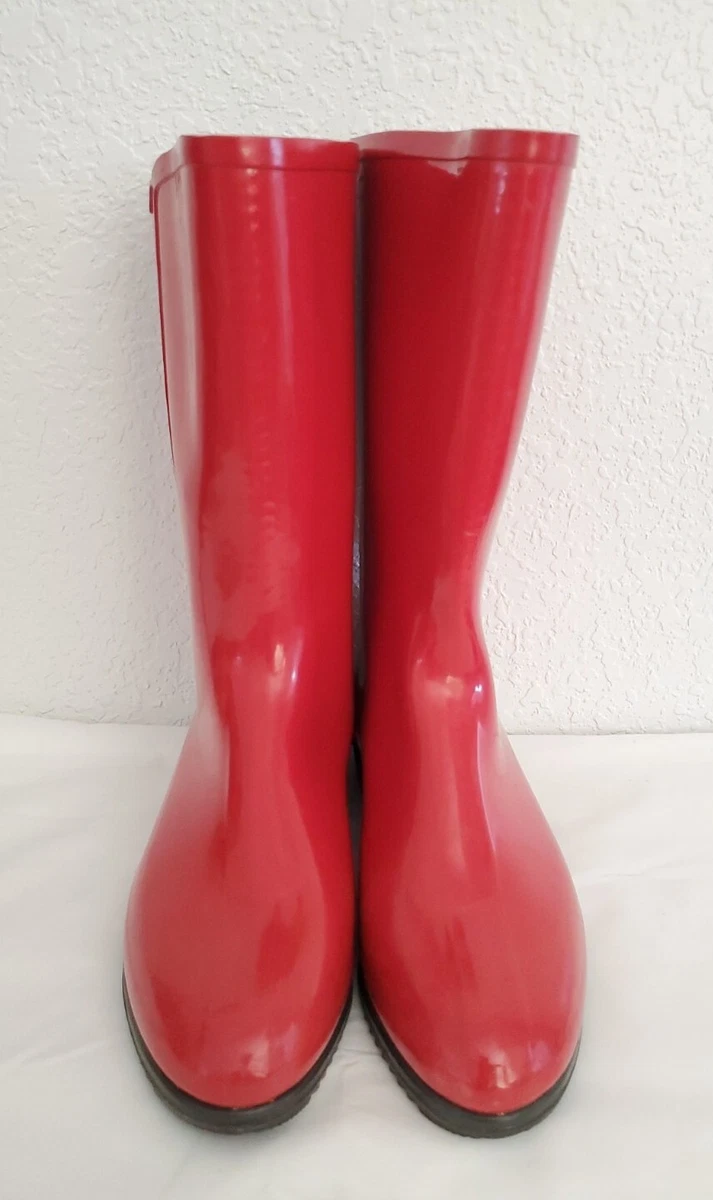 Nokia Boots Hand Made in Finland Red Rainboots with Heel Women's