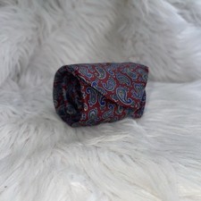 Vintage Manhattan 100% Silk Tie Red & Blue Paisley Pattern Made in USA