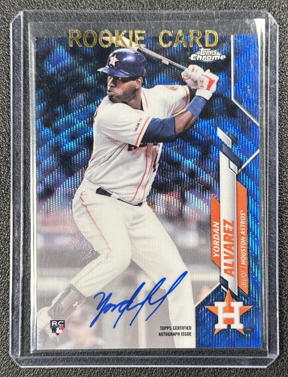 YORDAN ALVAREZ 2020 TOPPS CHROME #RA-YA ROOKIE AUTO BLUE WAVE REFRACTOR 48/150