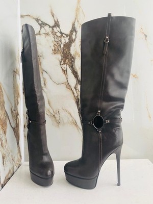 Iren Vartik  Women Brown Leather Boots Very Rare Model Sexy Heels Size 37