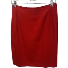 Vintage Linda Ellen Tracy Red Wool Pencil Skirt Size 14 Parisian Chic Preppy