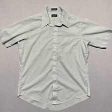 Vintage Christian Dior Monsieur Pale Green Short Sleeve Shirt 16.5 90s Minimal