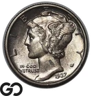 1937 Mercury Dime Full Split Bands Choice UNC+