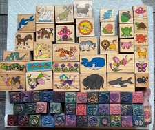 Lot of Wooden Rubber Stamps, Misc Patterns, Crafting