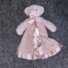 Bearington Baby Collection Pink Bear Lovey Satin Security Blanket Bow