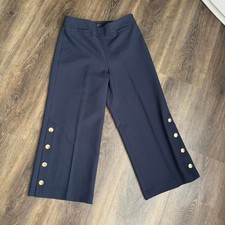 Navy Talbots high-waisted, wide-leg, golden buttons pants. new.