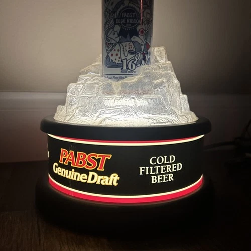 Vintage Pabst Genuine Draft Beer Light Up Ice Sign Bar Man Cave Works Rare