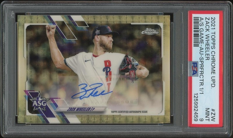 2021 Topps Chrome Update Zack Wheeler All Star Game Superfractor Auto #1/1 PSA 9