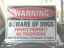 NEW Metal"Beware of Dog"Sign,10x7"Red,Black Warning Private Property Advertising