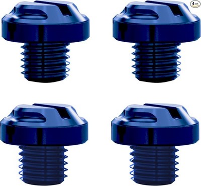 4pcs Motorcycle Mirror Hole Plugs 2 Regular+2 Reverse M10x1.25 (Blue, M10 2 regu