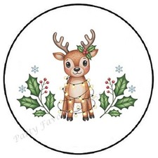 CHRISTMAS REINDEER HOLLY ENVELOPE SEALS LABELS STICKERS PARTY FAVORS