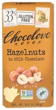 Chocolove XOXO Hazelnuts in Milk Chocolate Bar 3.2 oz Creamy Belgian Chocolate