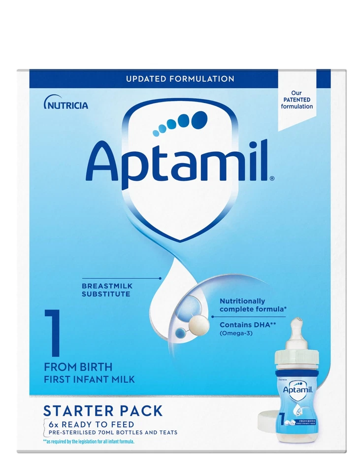 Aptamil 1 First Baby Milk Formula Starter Pack Ready to Use Liquid, from Birth, - Image 2 of 4