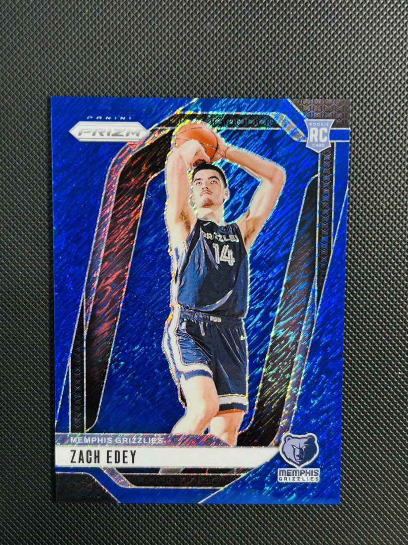 2024-25 Panini Prizm Zach Edey Rookie RC Blue Shimmer /35 #249 Grizzlies