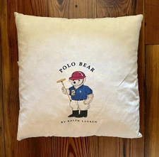 Ralph Lauren Teddy Bear Polo Player Goose Down Pillow Vintage EXTREMELY RARE