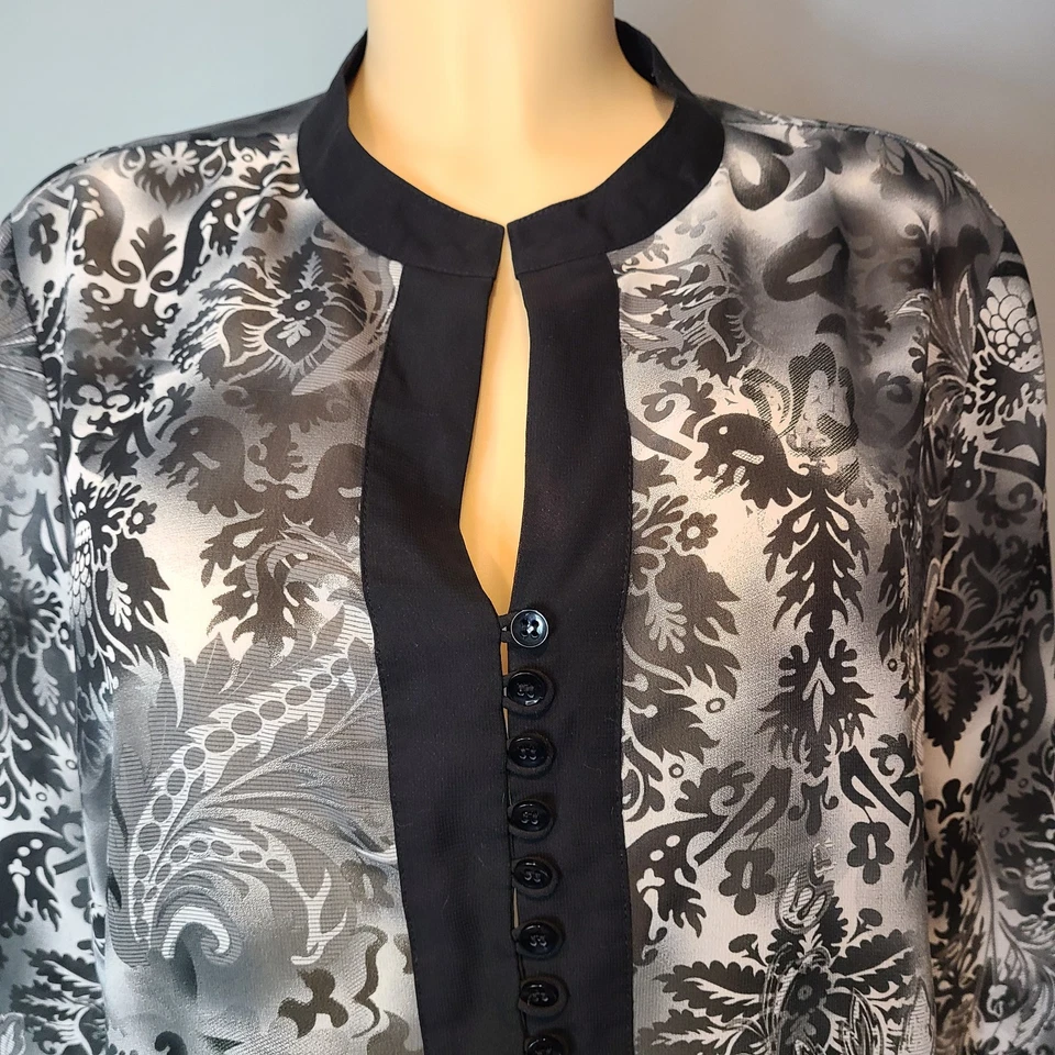 Vintage Y2K Chinese Style Blouse Cheongsam Qipao Top Sheer Size 1X Mandarin - Image 2 of 4