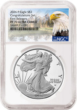 2026 P Congratulations Set Proof Silver Eagle NGC PF 70, FR Mtn