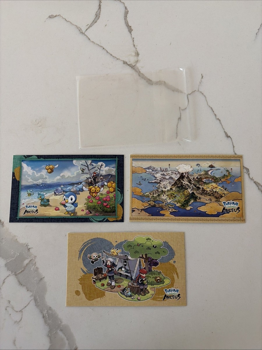 pokemon legends arceus card set Pokemon Legends Arceus Art Card Set of 3 GameStop Preorder Bonus! VERY  NICE!!!