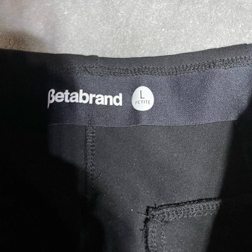 Betabrand Pants Womens Large Petite Black Laser Cut Yoga Pants Eyelet Flare Boho - Image 4 of 4