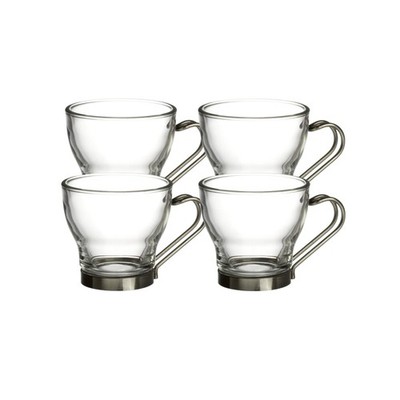 Bormioli Rocco 3.5 Oz Oslo Espresso Cups - Set of 4 Elegant Glass Coffee Cups