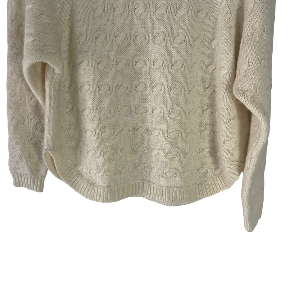 Wallace Women's Size Medium Cream Mohair Wool Cable Knit Sweater - Image 3 of 4